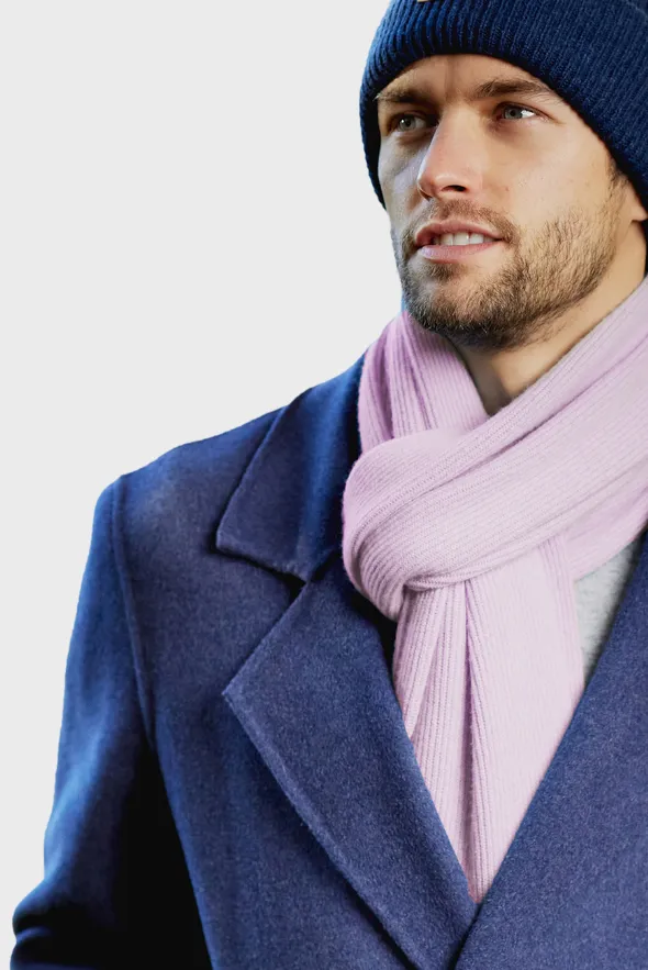 Cashmere Rib Trim Scarf 