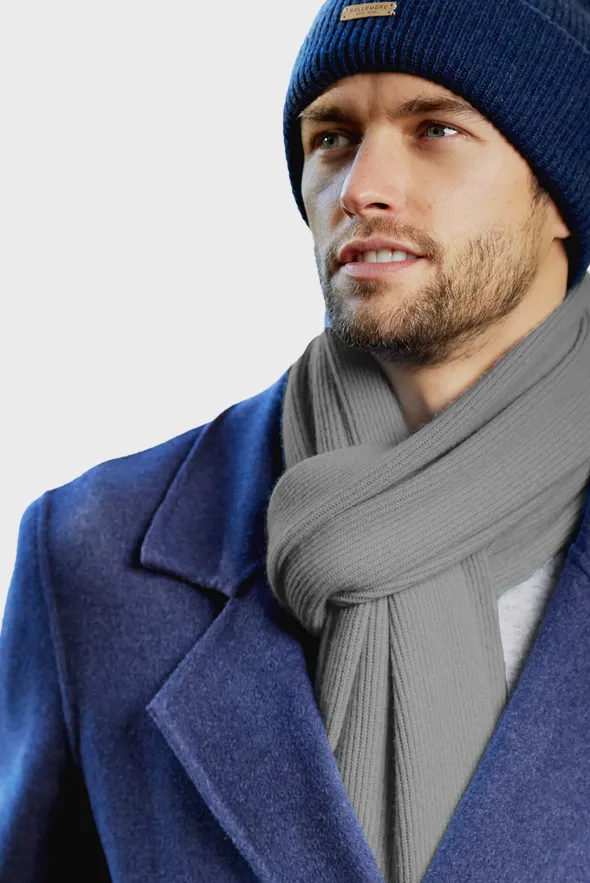 Cashmere Rib Trim Scarf 