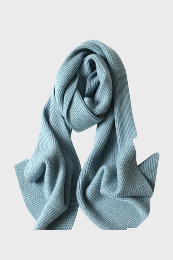 Cashmere Rib Trim Scarf 