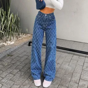 Casual Woman Jeans Straight High Waist Pants