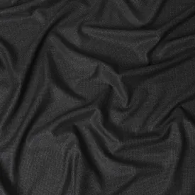 Charcoal grey Premium super 120's English wool suiting fabric with black self design-D11439