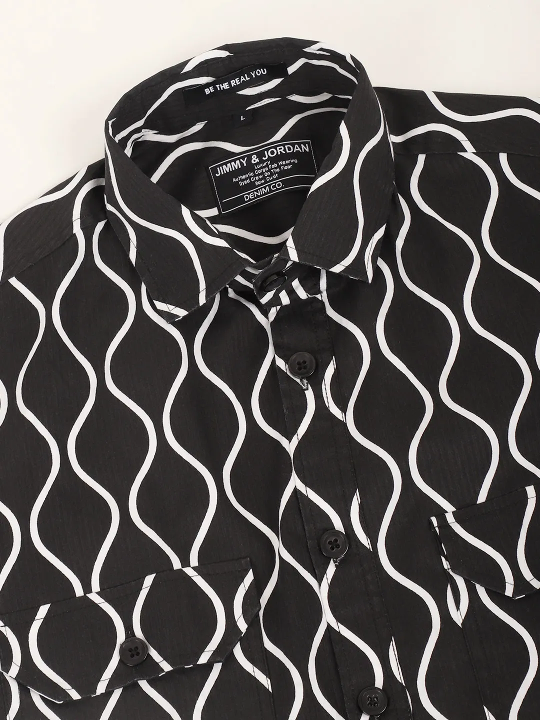 Chess Codd Black Lining Print Full Sleeve Shirt