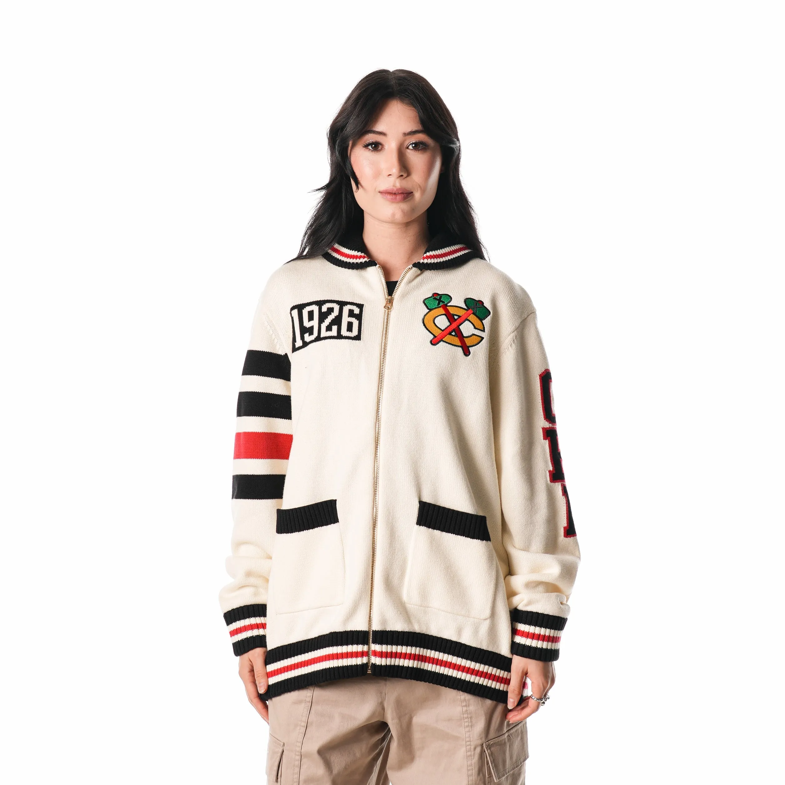 CHICAGO BLACKHAWKS JACQUARD SWEATER - CREAM