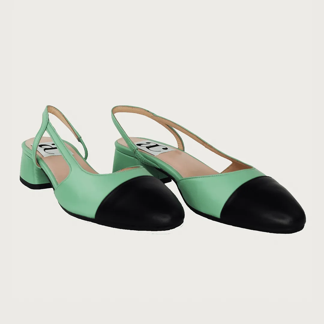 Chloe 30 Slingback Pistachio-Black Leather