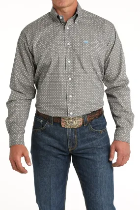 Cinch® Men's Grey Geoprint Long Sleeve Button Front Western Shirt