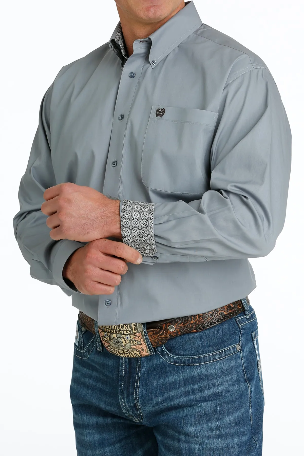 Cinch® Men's Solid Grey Long Sleeve Button Front Western Shirt