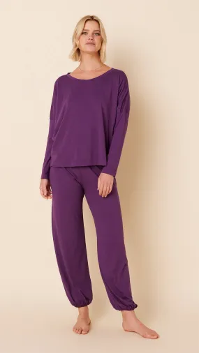 Classic Pima Knit Pullover Set - Aubergine