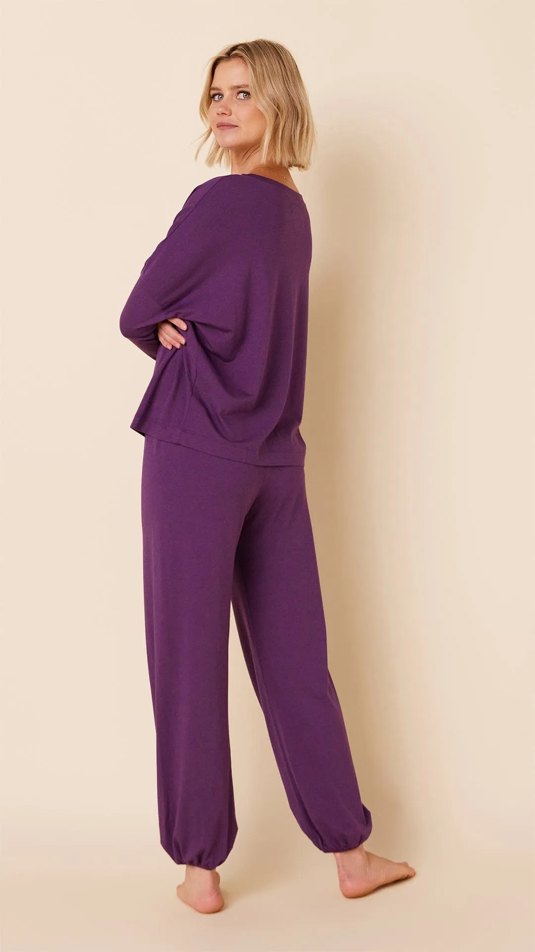 Classic Pima Knit Pullover Set - Aubergine