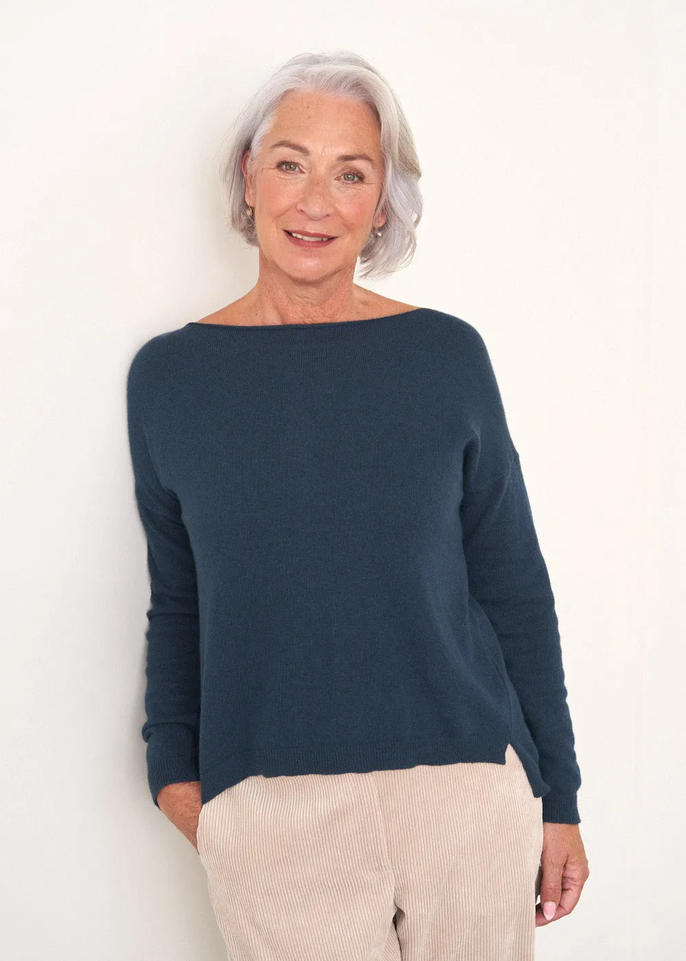 CLEO PLAIN CASHMERE-MIX SWEATER