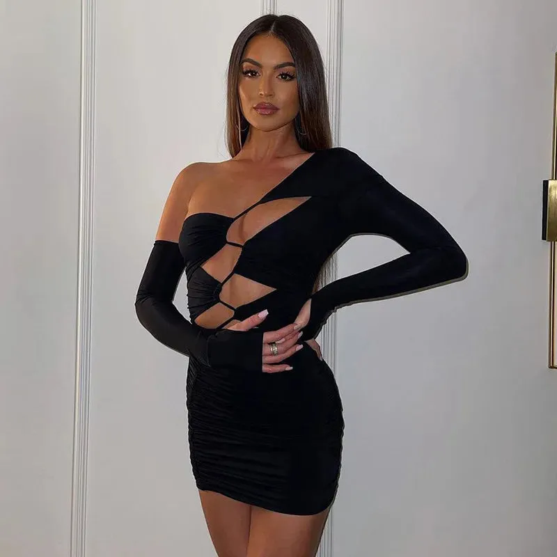 Club Chic Fashion Long Sleeve Bandage Women's Party Mini Cut Out Dress