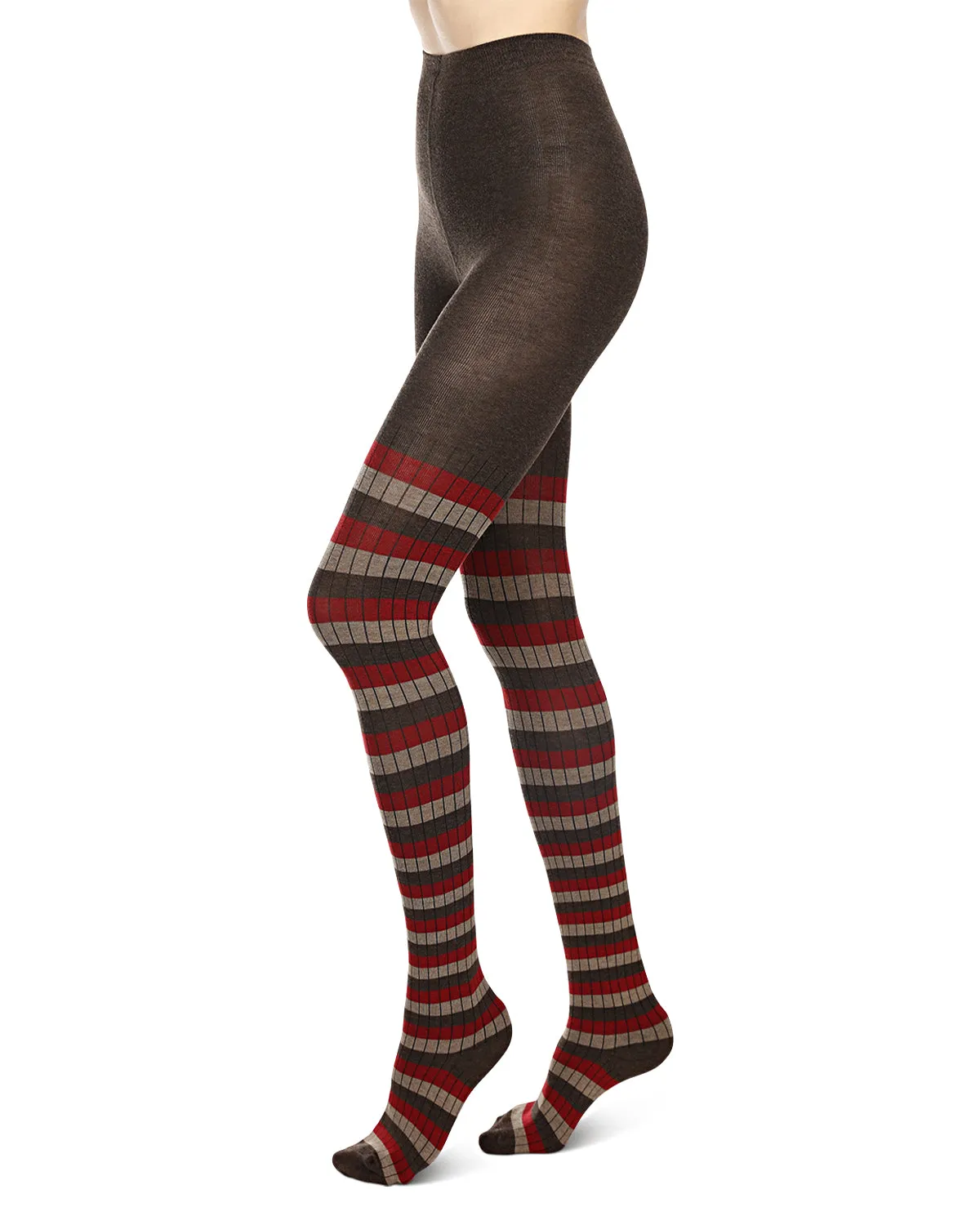 Colored Stripes Cotton Blend Sweater Tights