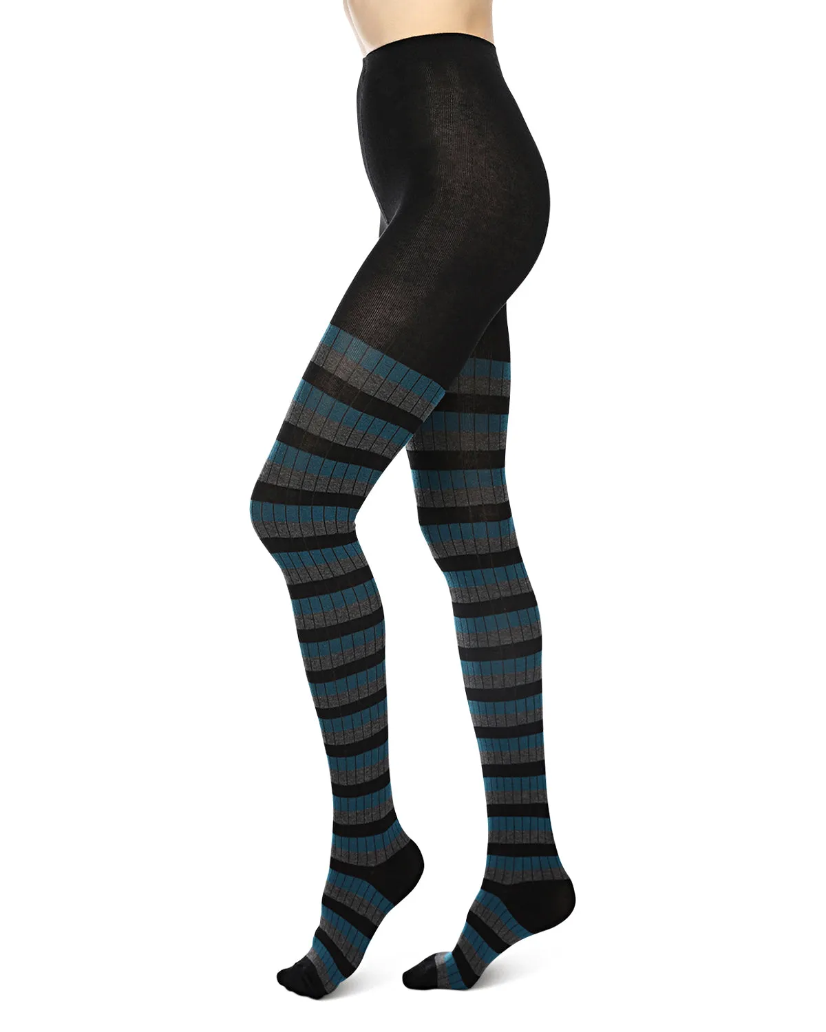 Colored Stripes Cotton Blend Sweater Tights