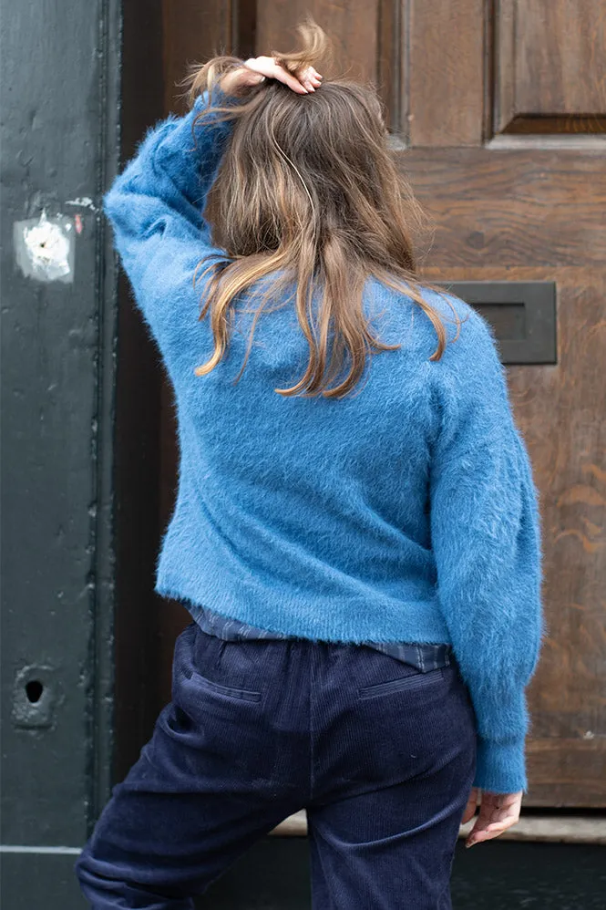 Compania Fantastica Blue Textured Knit Sweater