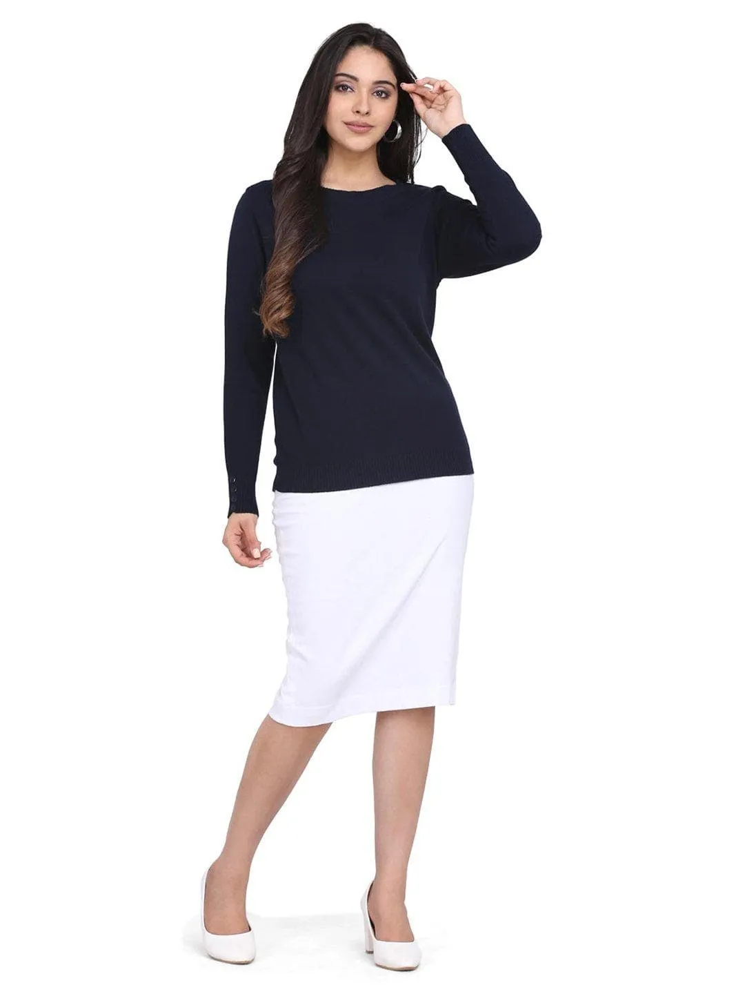 Cotton Pullover - Navy Blue