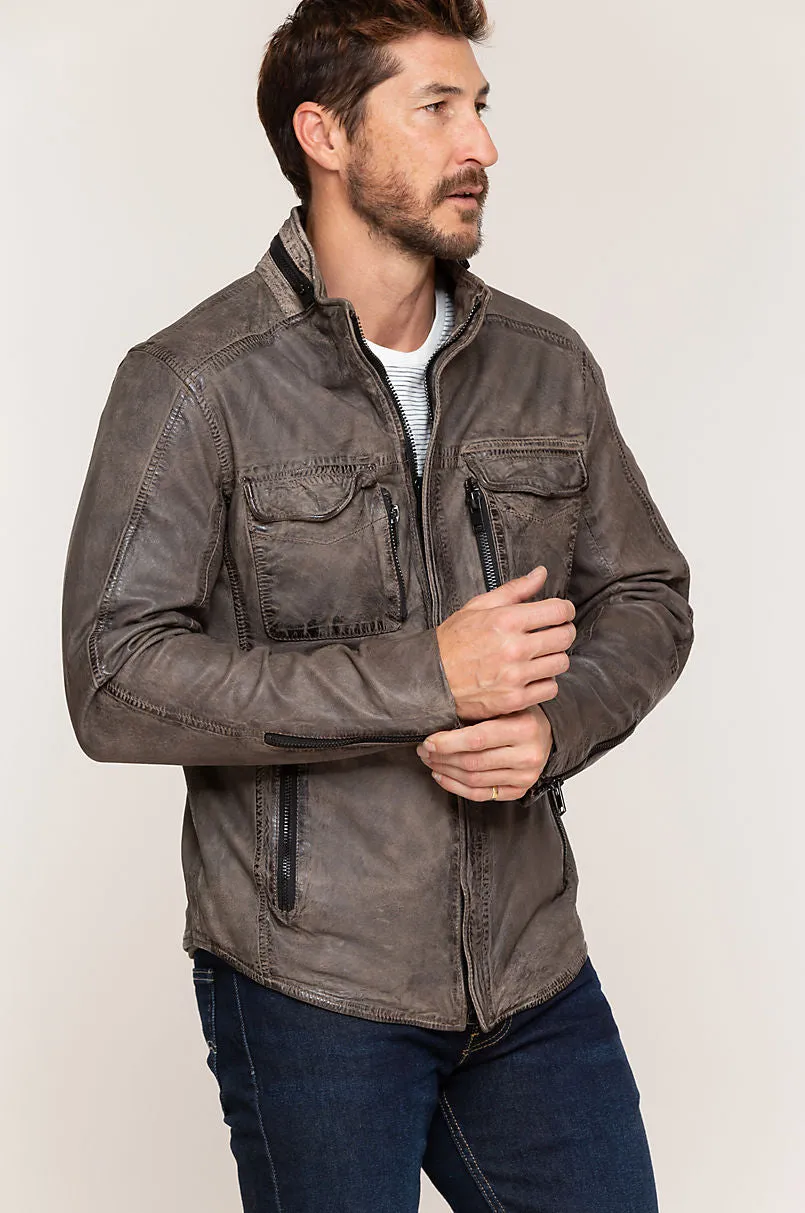 Cove Distressed  Lambskin Leather Jacket