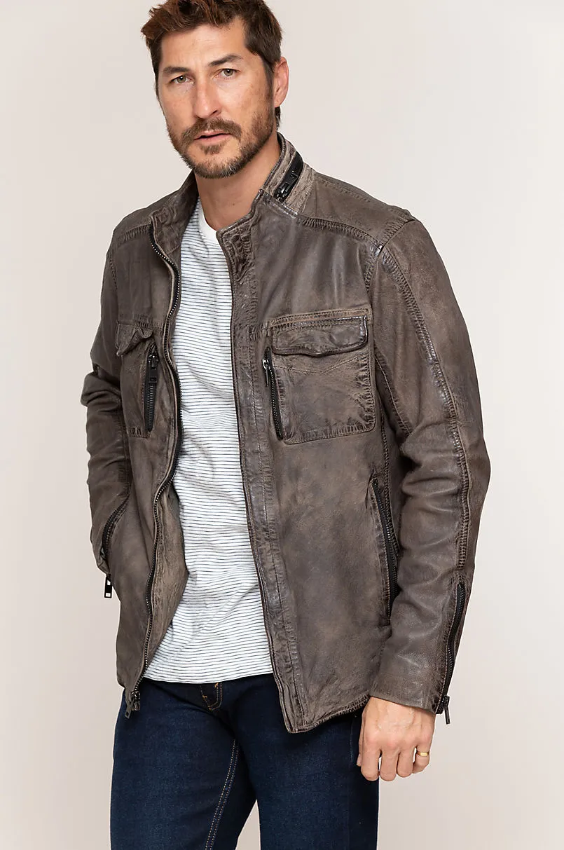 Cove Distressed  Lambskin Leather Jacket