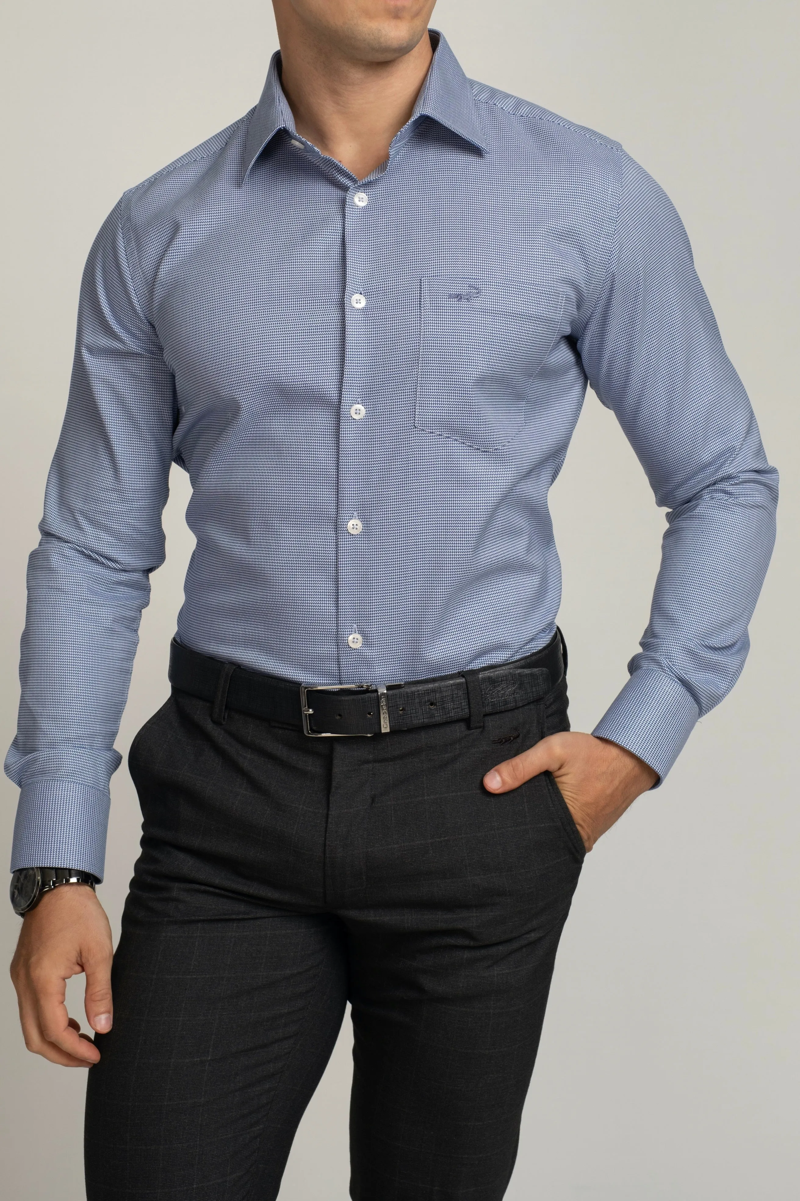 Crocodile Formal Seasonal Slim Fit FS Shirt Navy