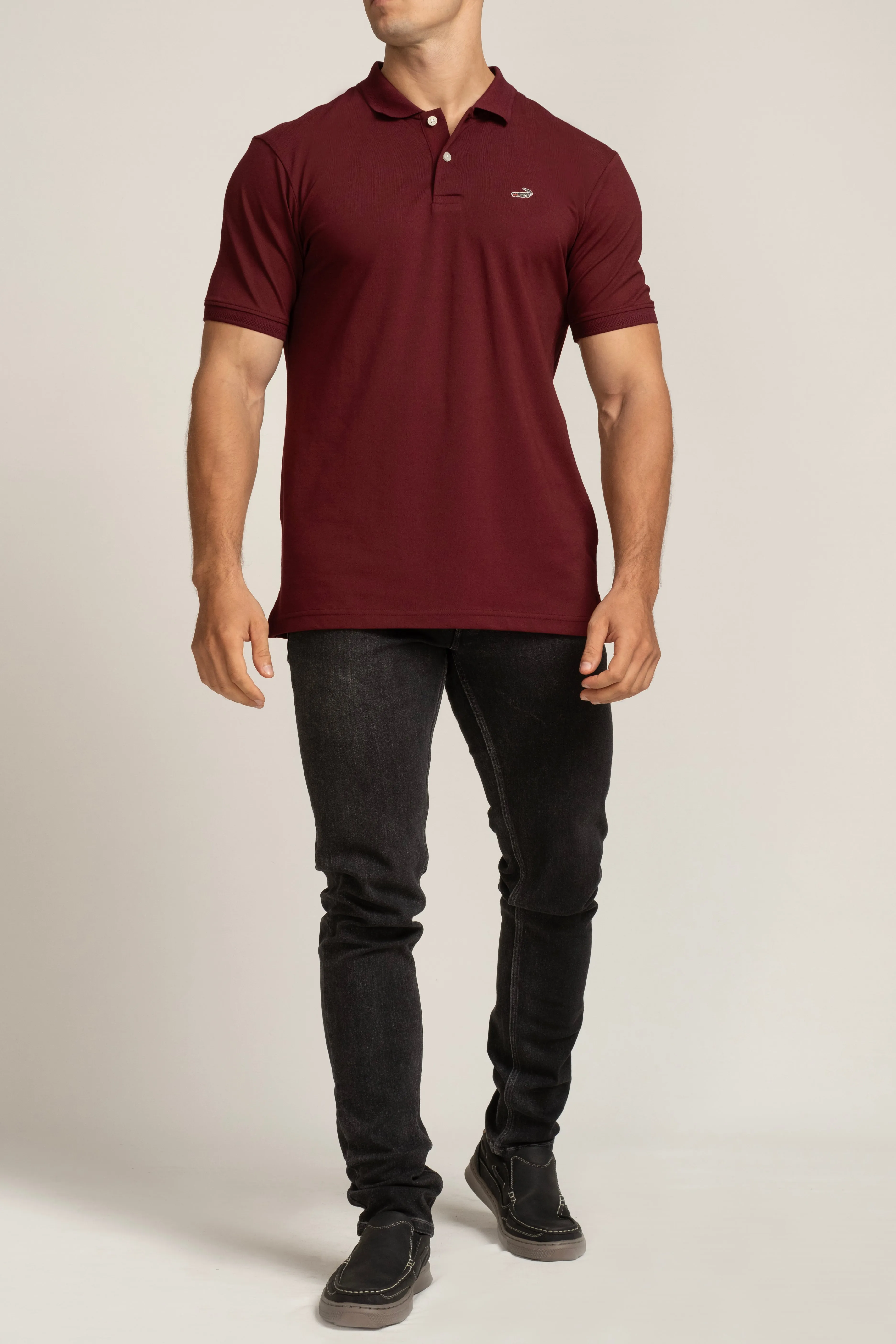 Crocodile Mens Supima Polo Slim Fit HS T-Shirt Windsor Wine