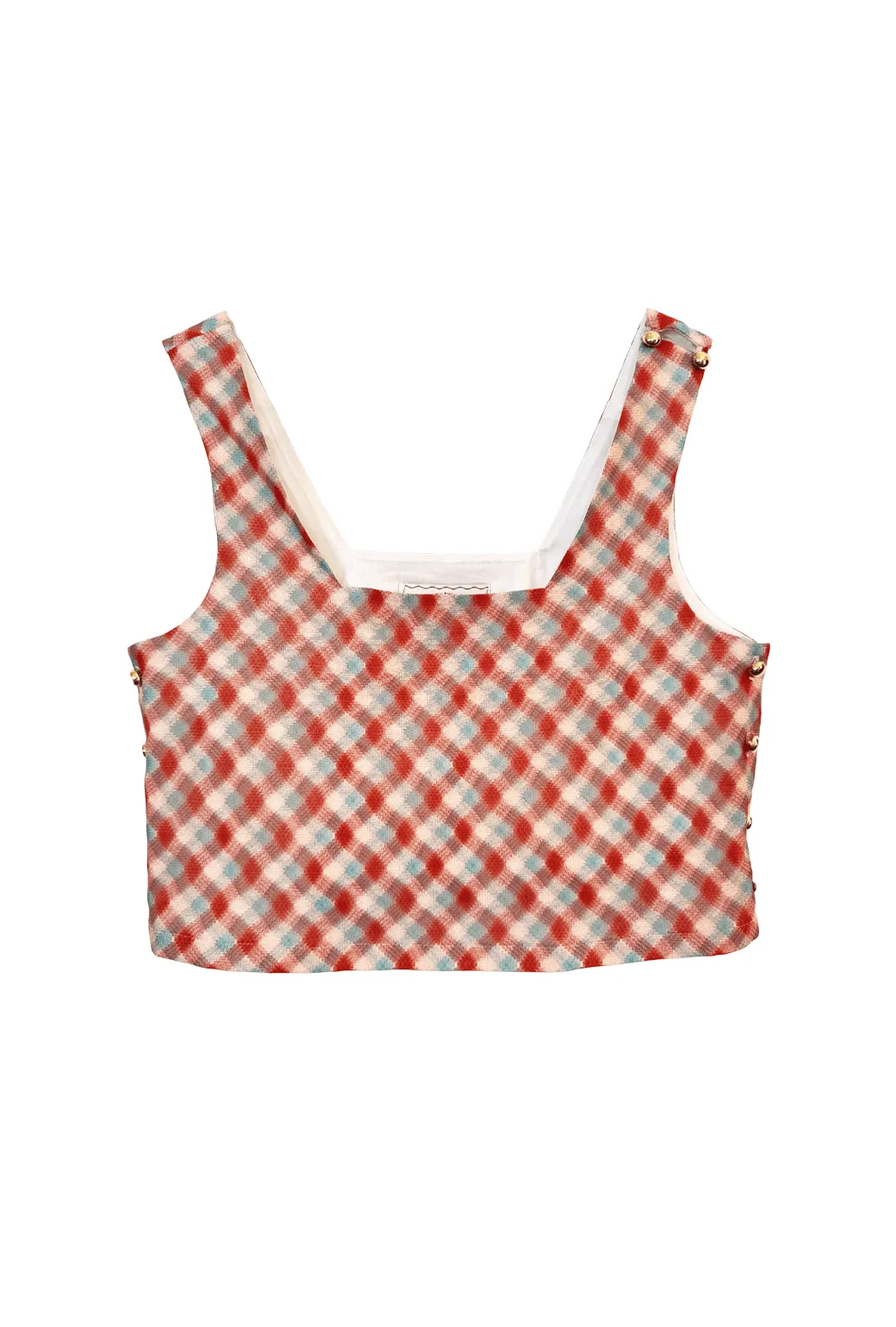 Cropped Paulina Top - Sheer Plaid