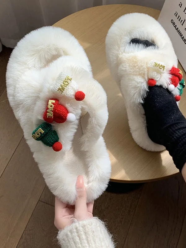 Cross Bands Warm Slippers