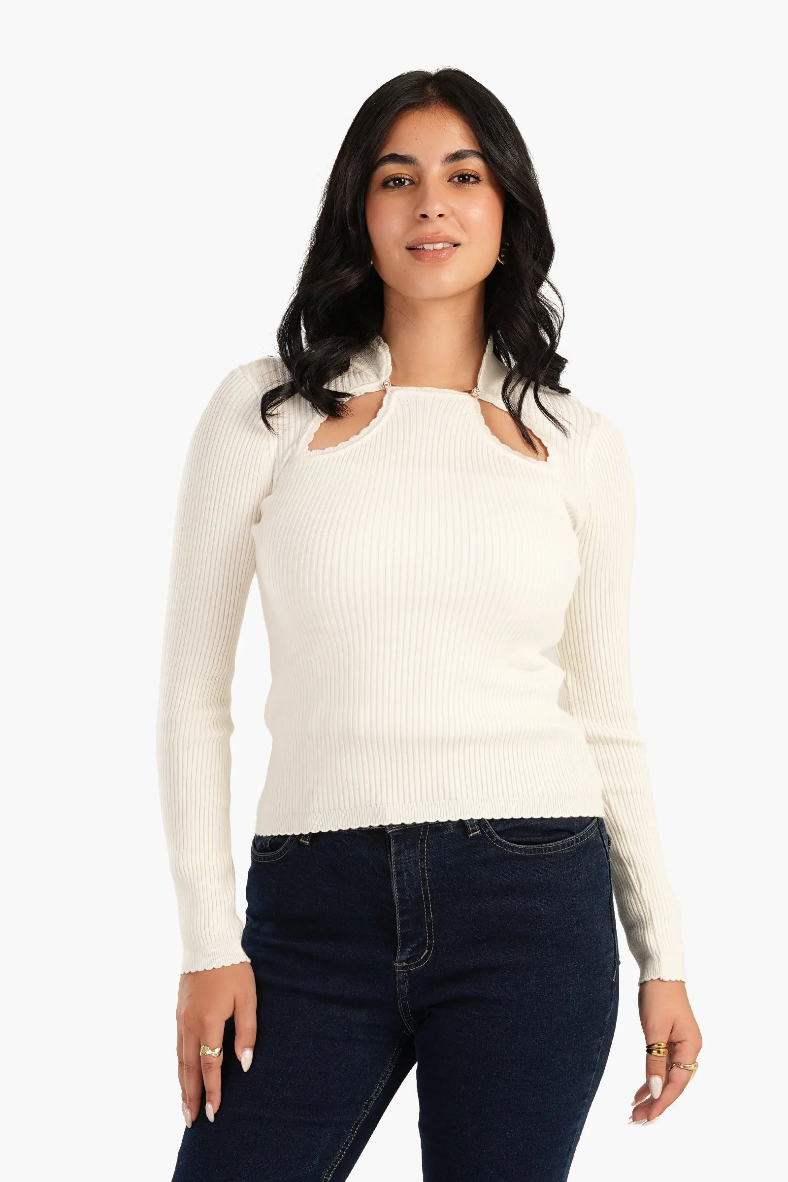 Cut-out Ribbed Top