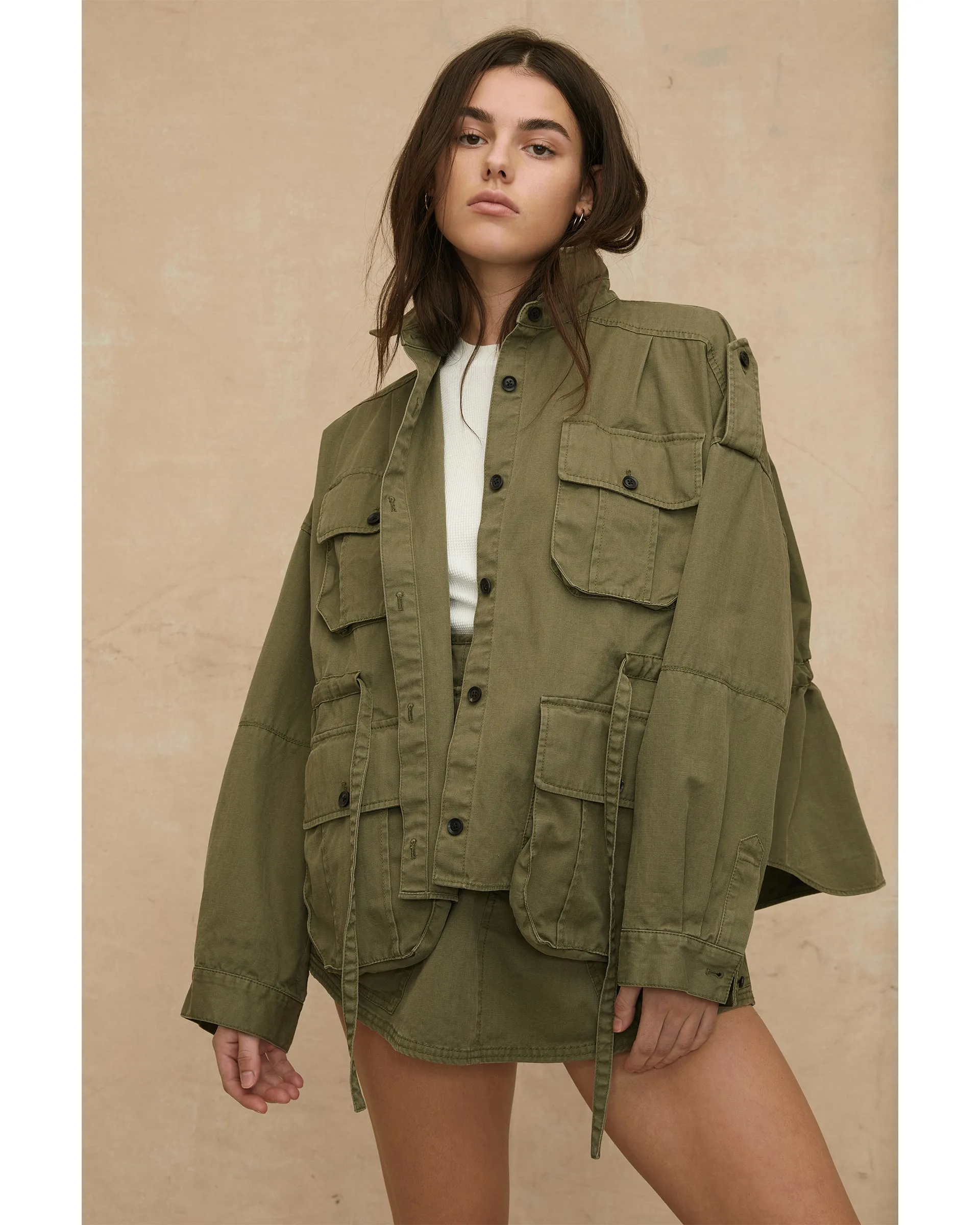 Dante Washed Canvas Cropped Utility Jacket