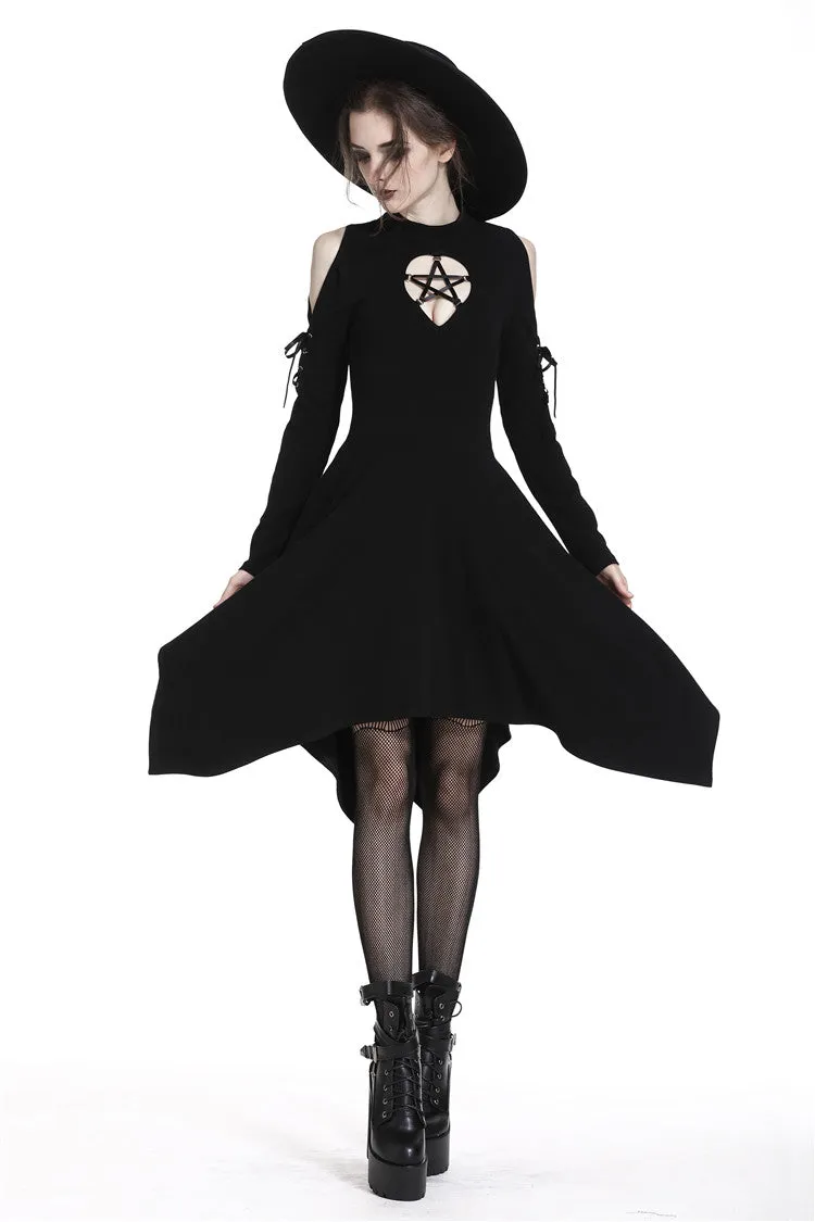 DARK IN LOVE Punk hollow star chest dress with sexy ribbon sleeves  DW233