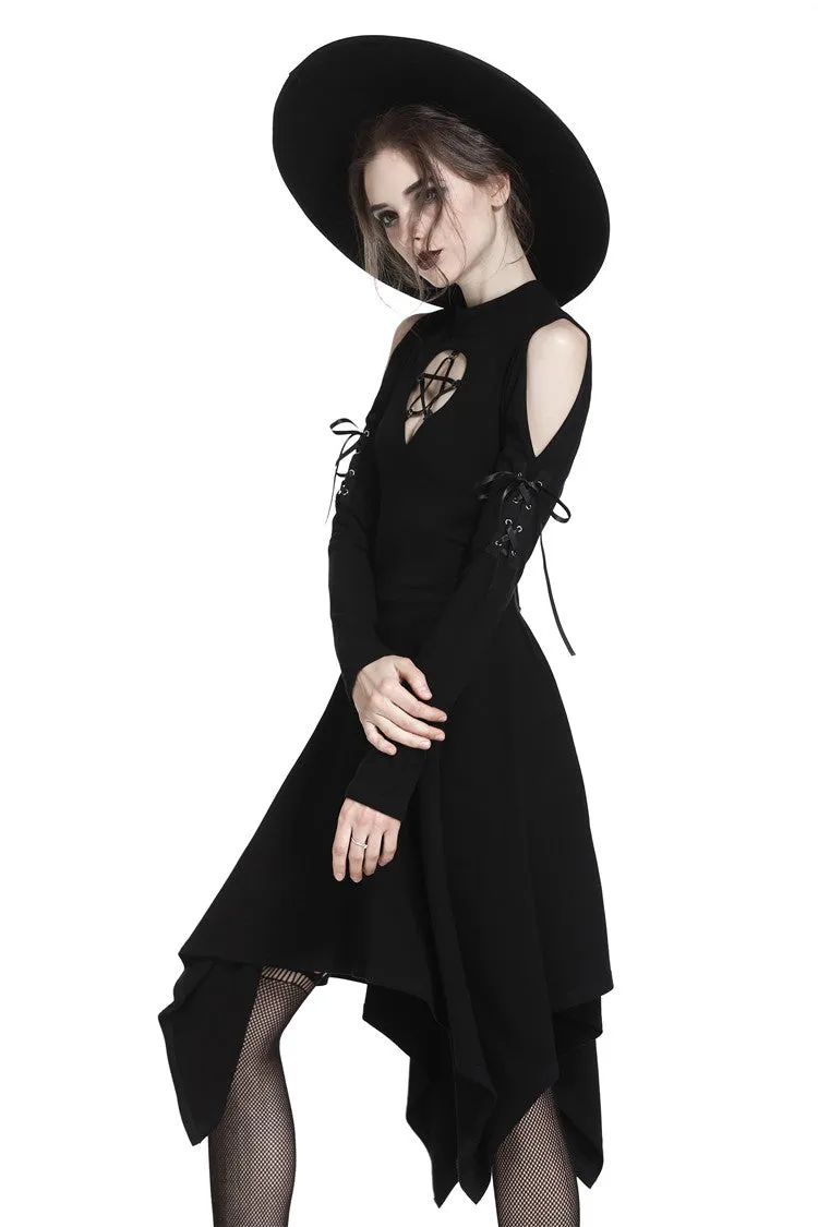 DARK IN LOVE Punk hollow star chest dress with sexy ribbon sleeves  DW233