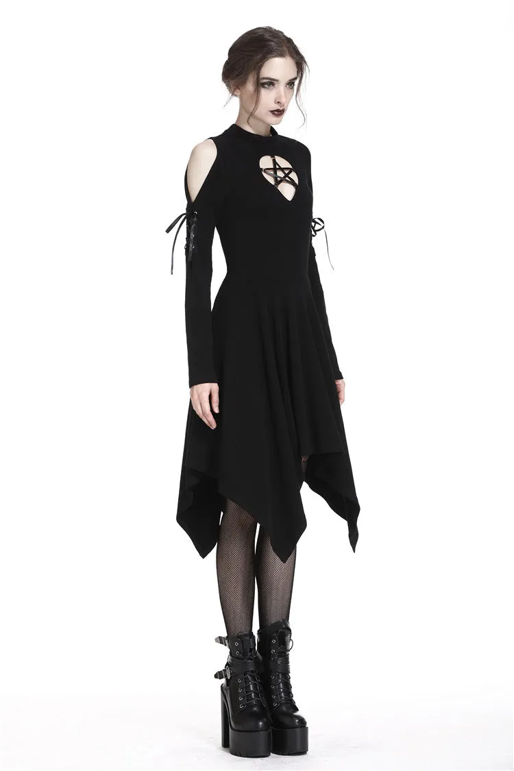 DARK IN LOVE Punk hollow star chest dress with sexy ribbon sleeves  DW233