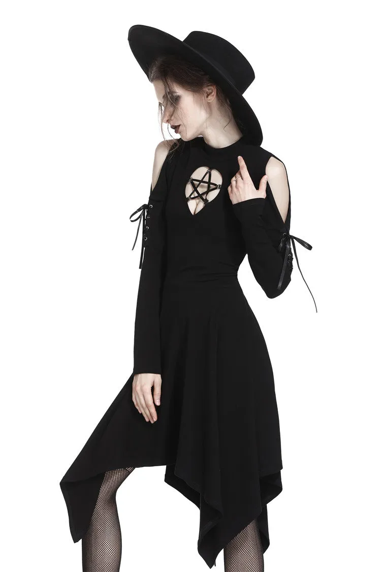 DARK IN LOVE Punk hollow star chest dress with sexy ribbon sleeves  DW233