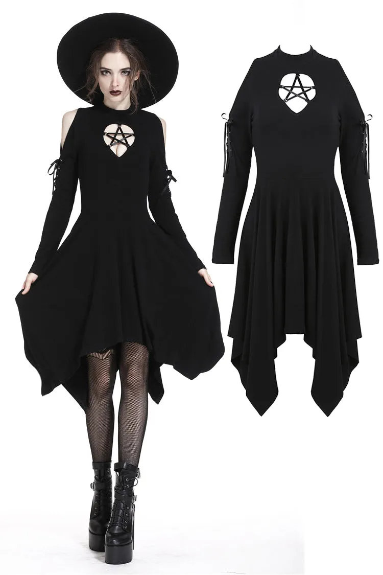 DARK IN LOVE Punk hollow star chest dress with sexy ribbon sleeves  DW233