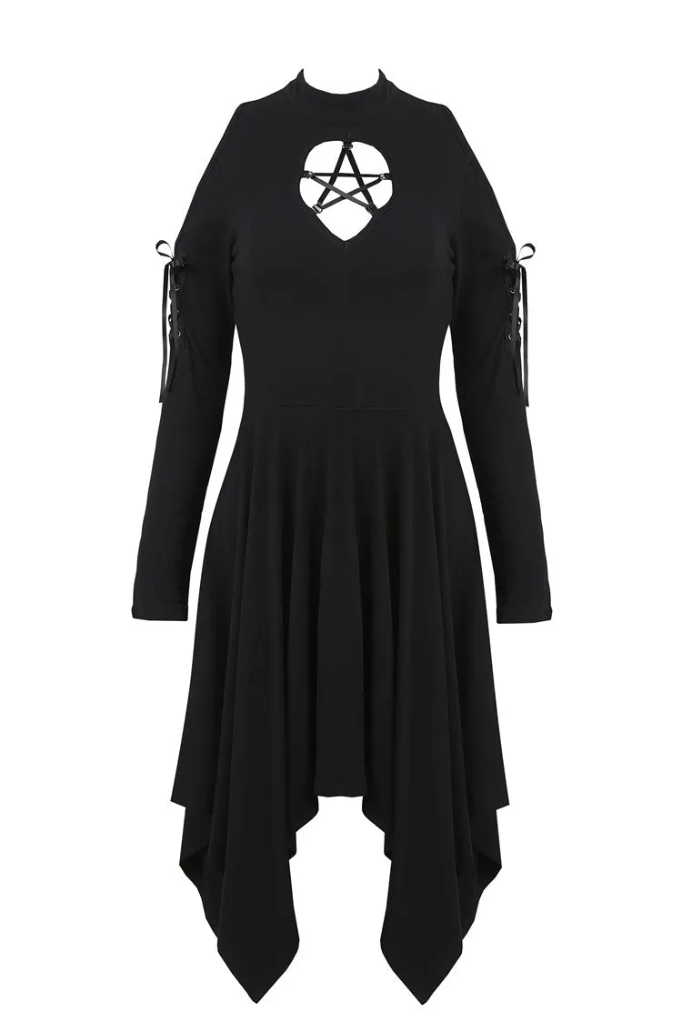 DARK IN LOVE Punk hollow star chest dress with sexy ribbon sleeves  DW233