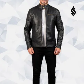 Dean Black Leather Biker Jacket