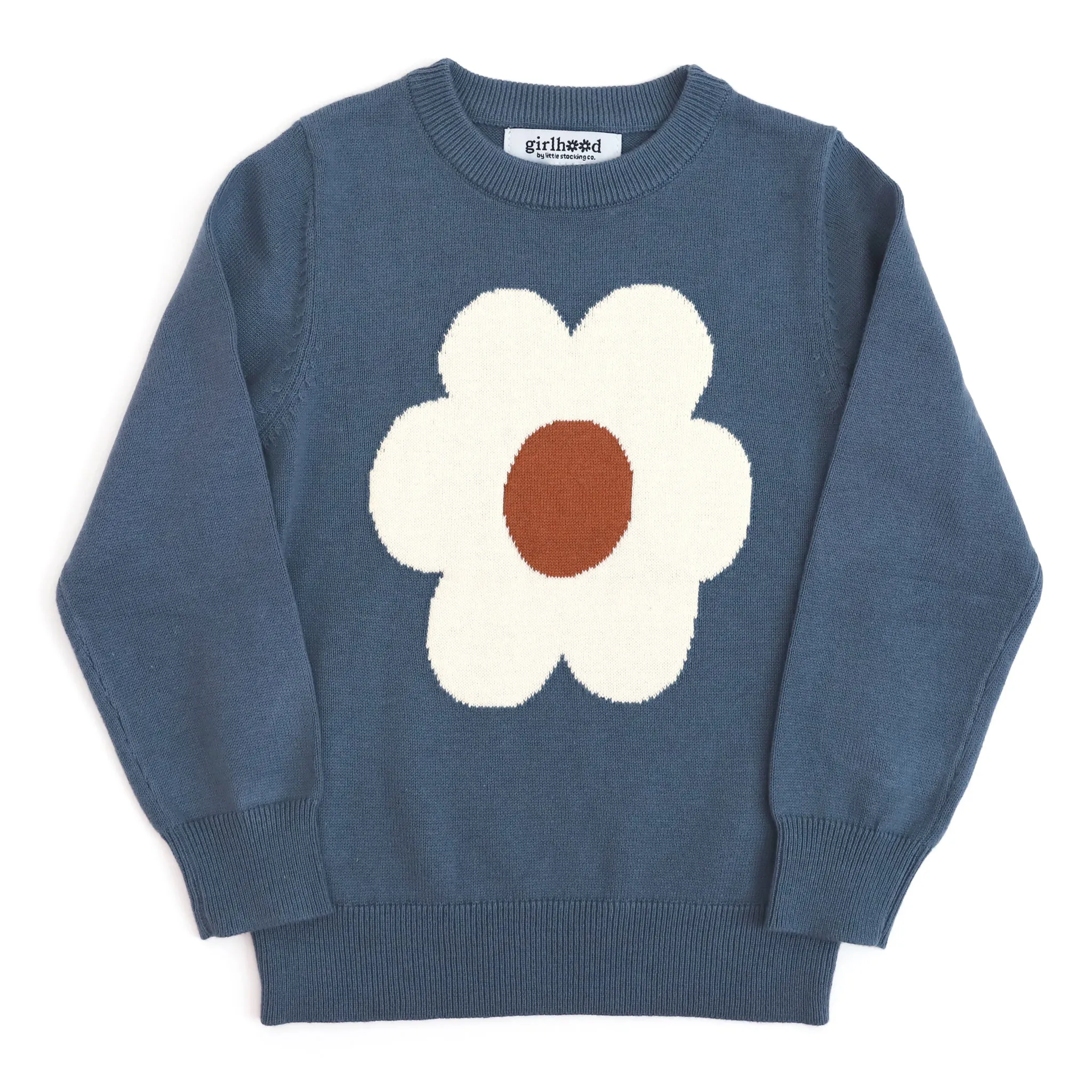 Denim Flower Pullover Sweater