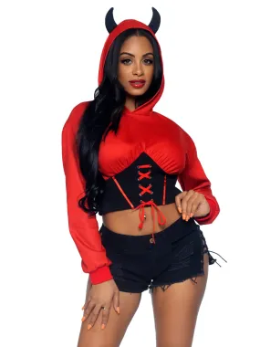 Devil Cropped Hoodie With Wings