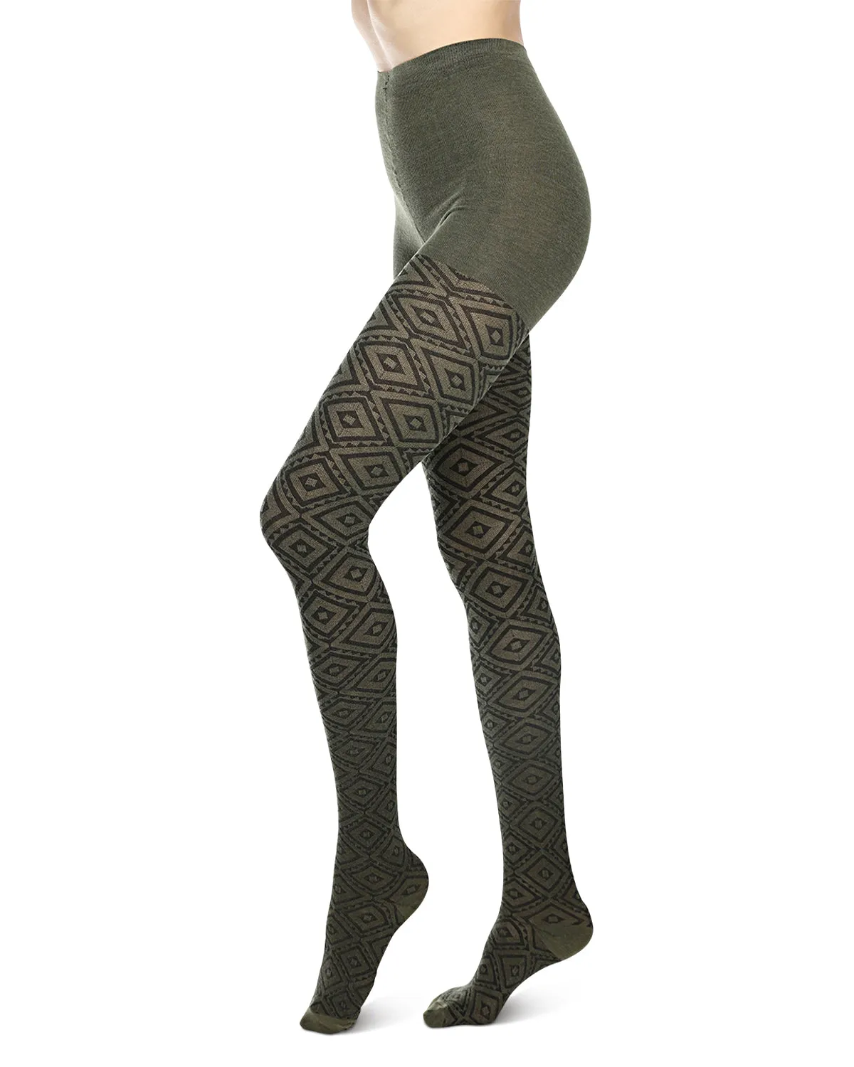 Diamond Cut Cotton Blend Sweater Tights