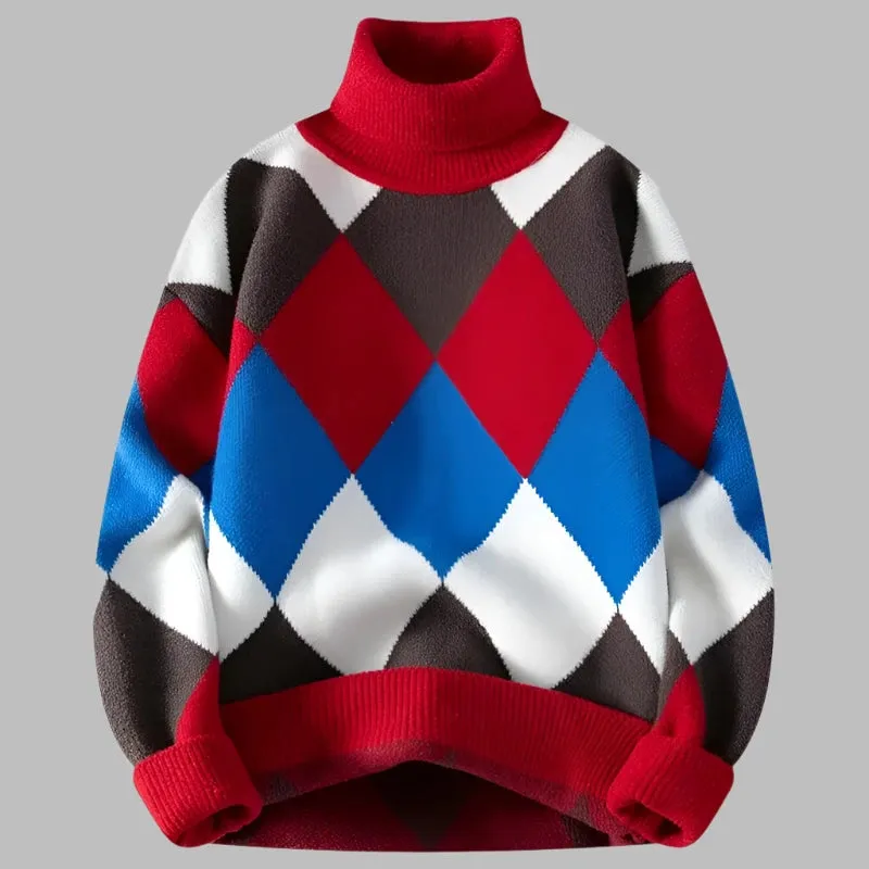 Diamond Sweater: Top-Quality Men's Turtleneck Sweater for Ultimate Warmth and Style.