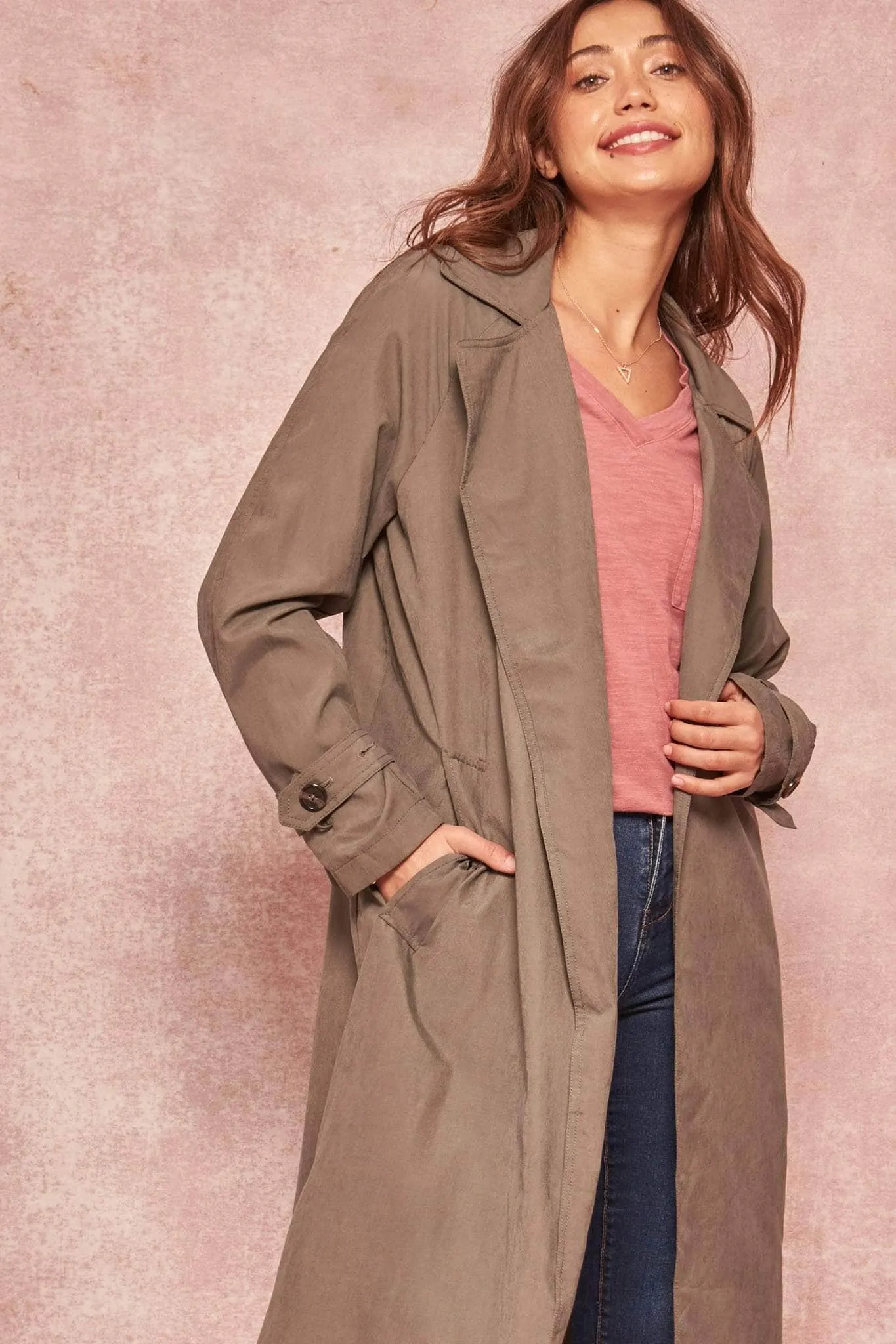 Double Agent Open-Front Trench Coat