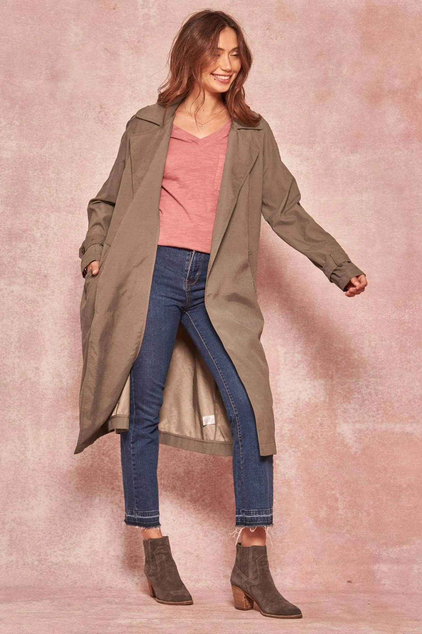 Double Agent Open-Front Trench Coat