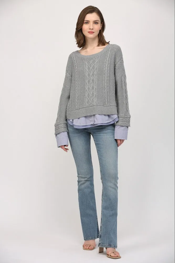 Double Layer Cable Knit Sweater