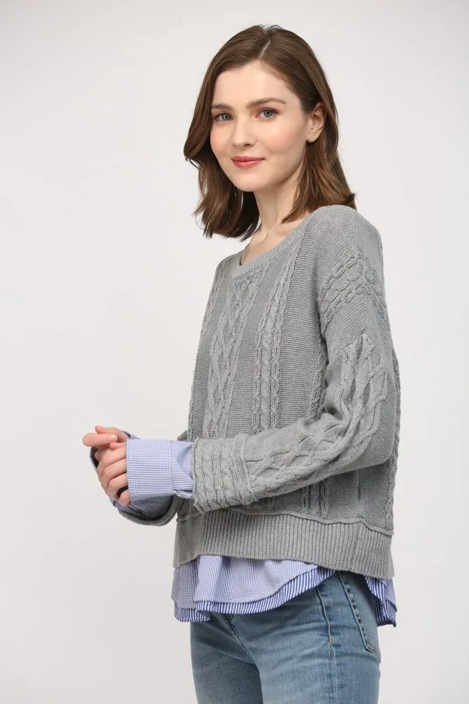 Double Layer Cable Knit Sweater