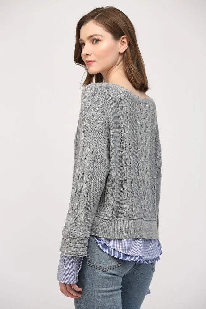 Double Layer Cable Knit Sweater