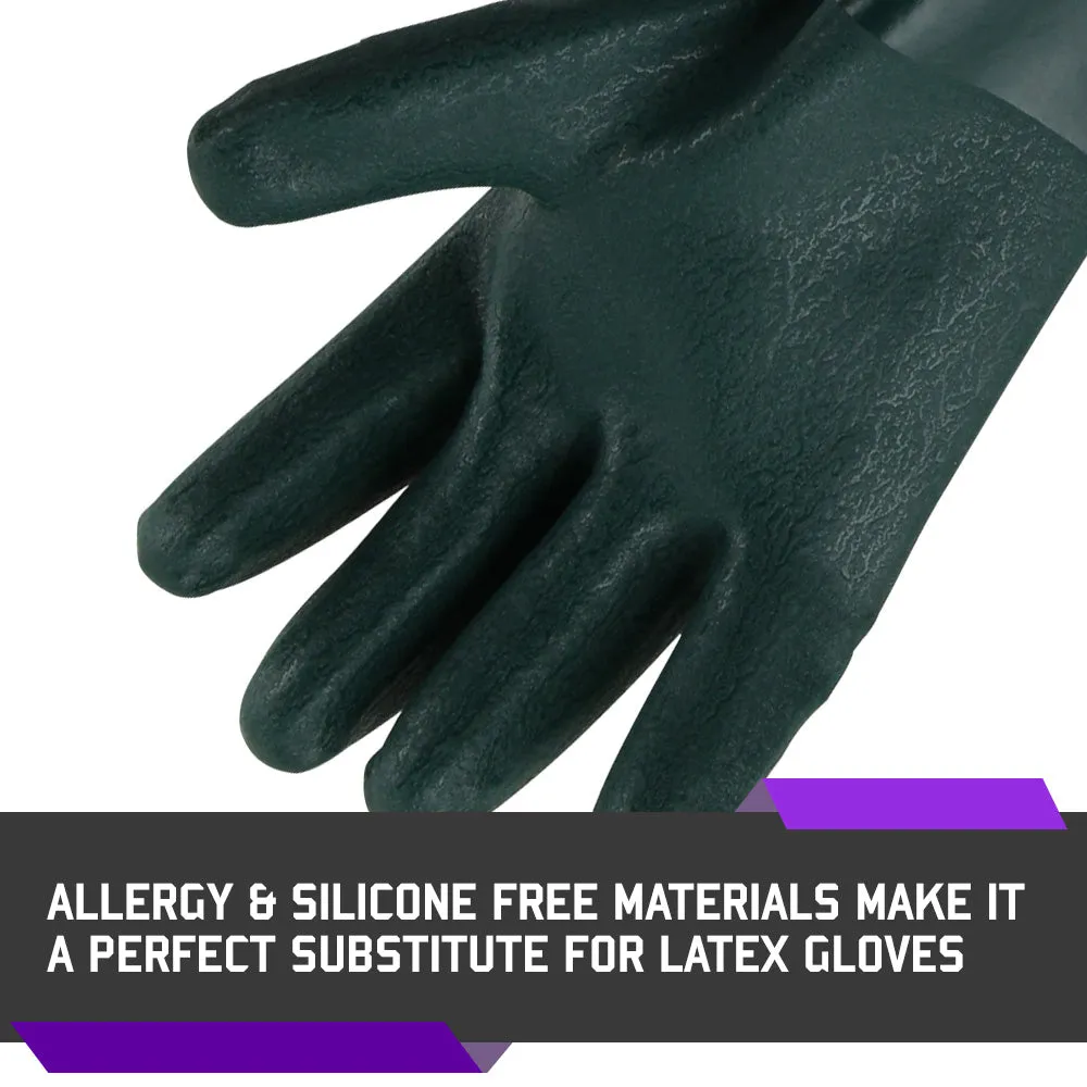 Double PVC Coated 12" - Chemical-Resistant Gloves - 1 Pair