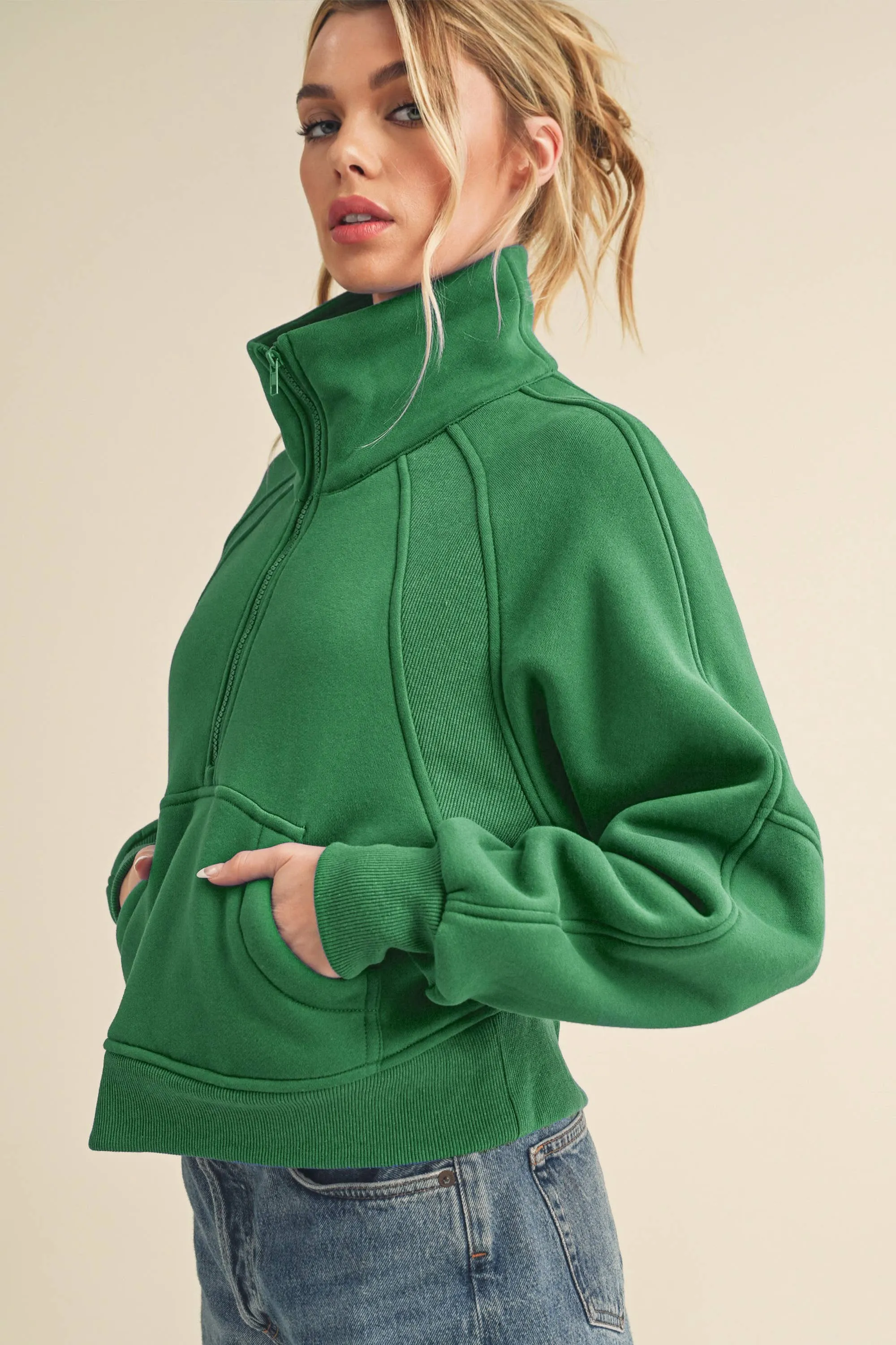 Dove Funnel Neck Half Zip