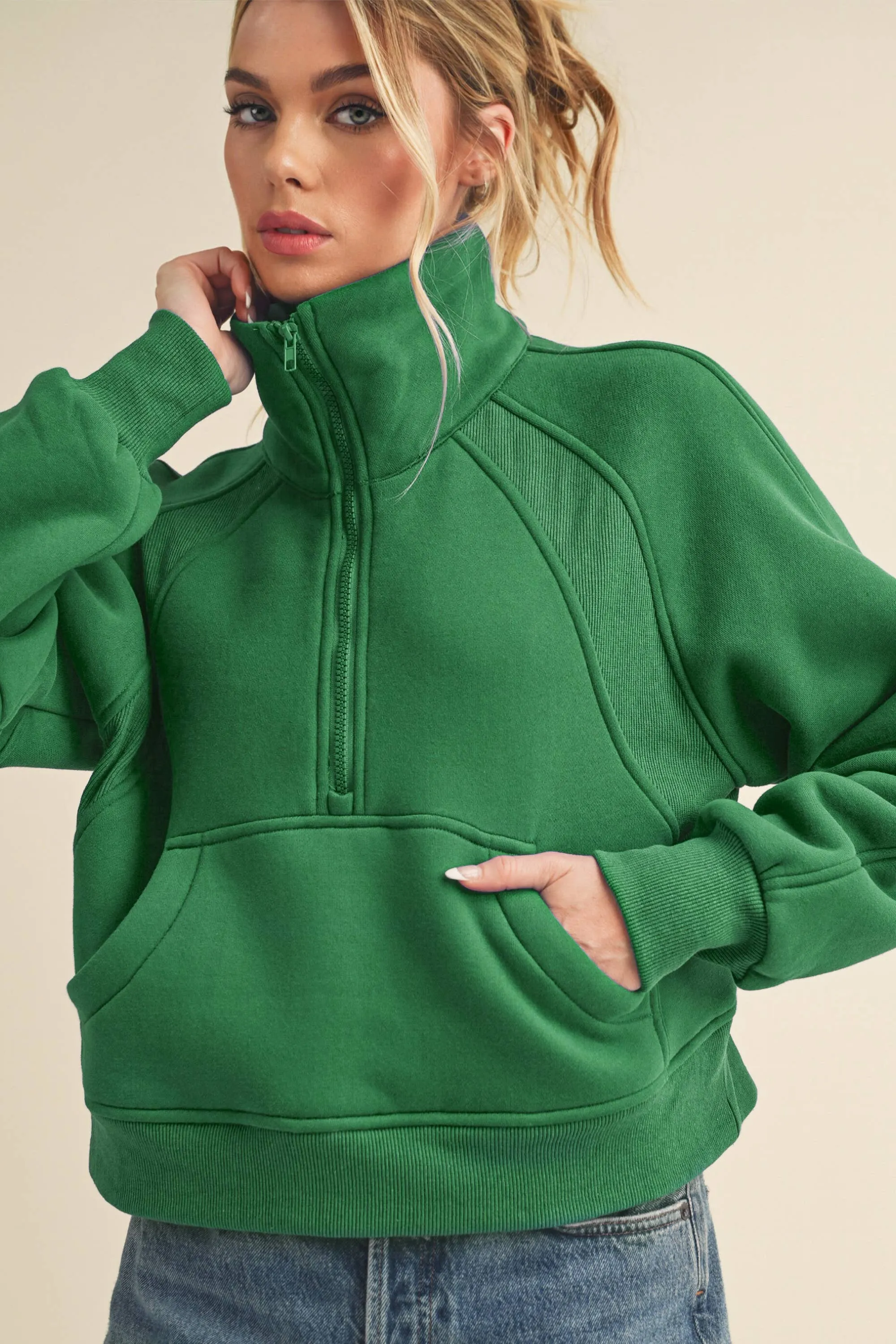 Dove Funnel Neck Half Zip