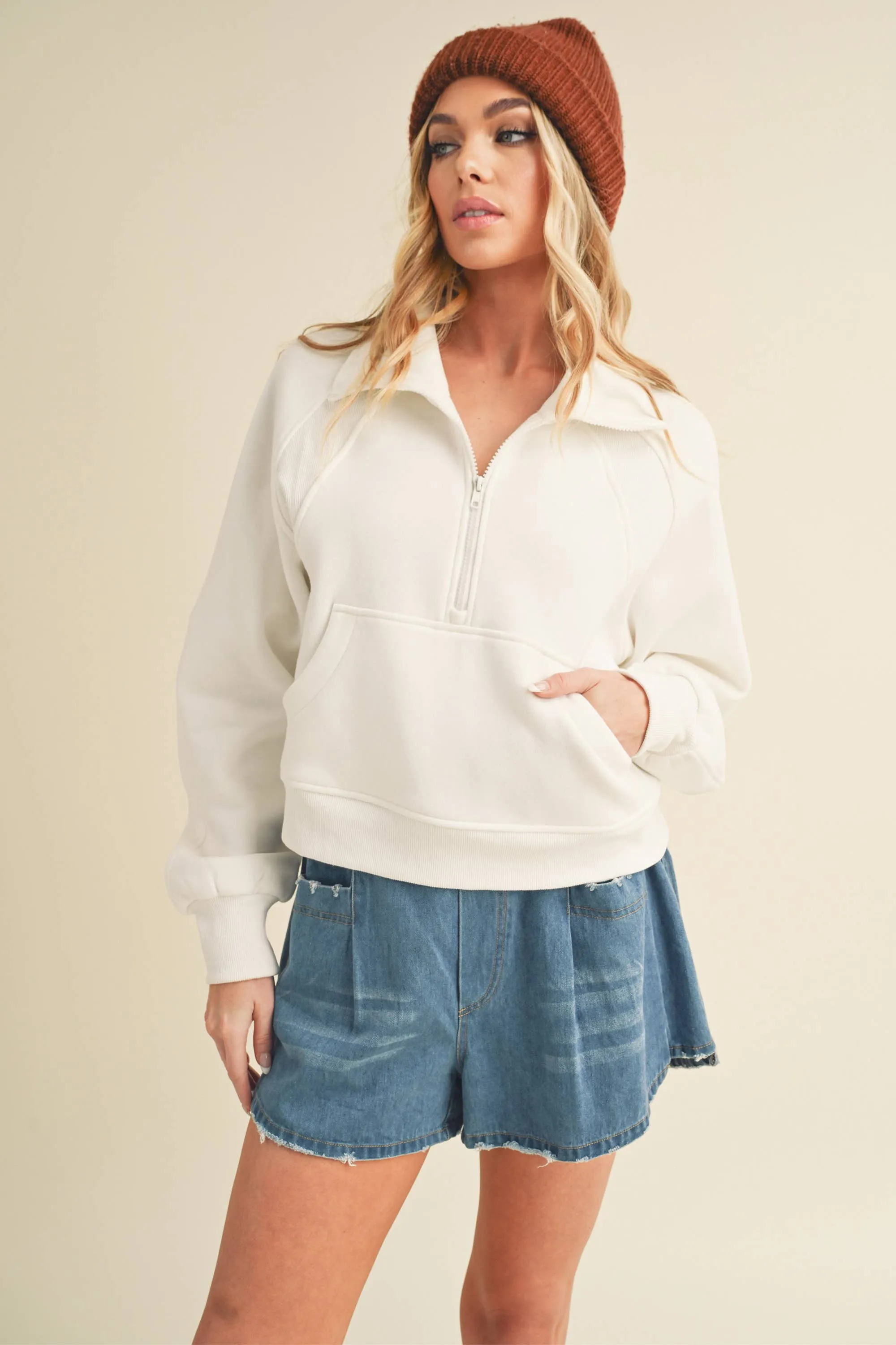 Dove Funnel Neck Half Zip