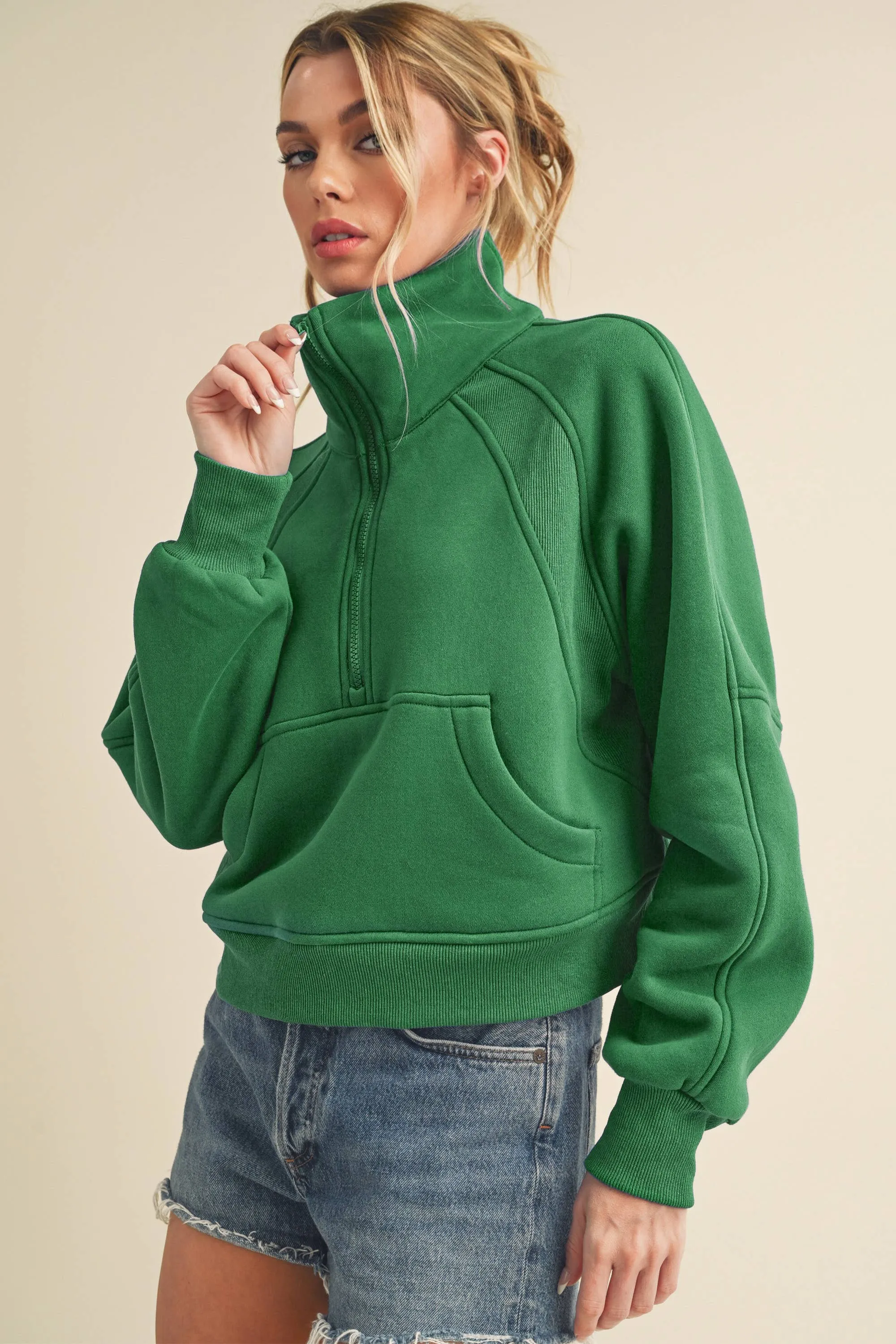 Dove Funnel Neck Half Zip