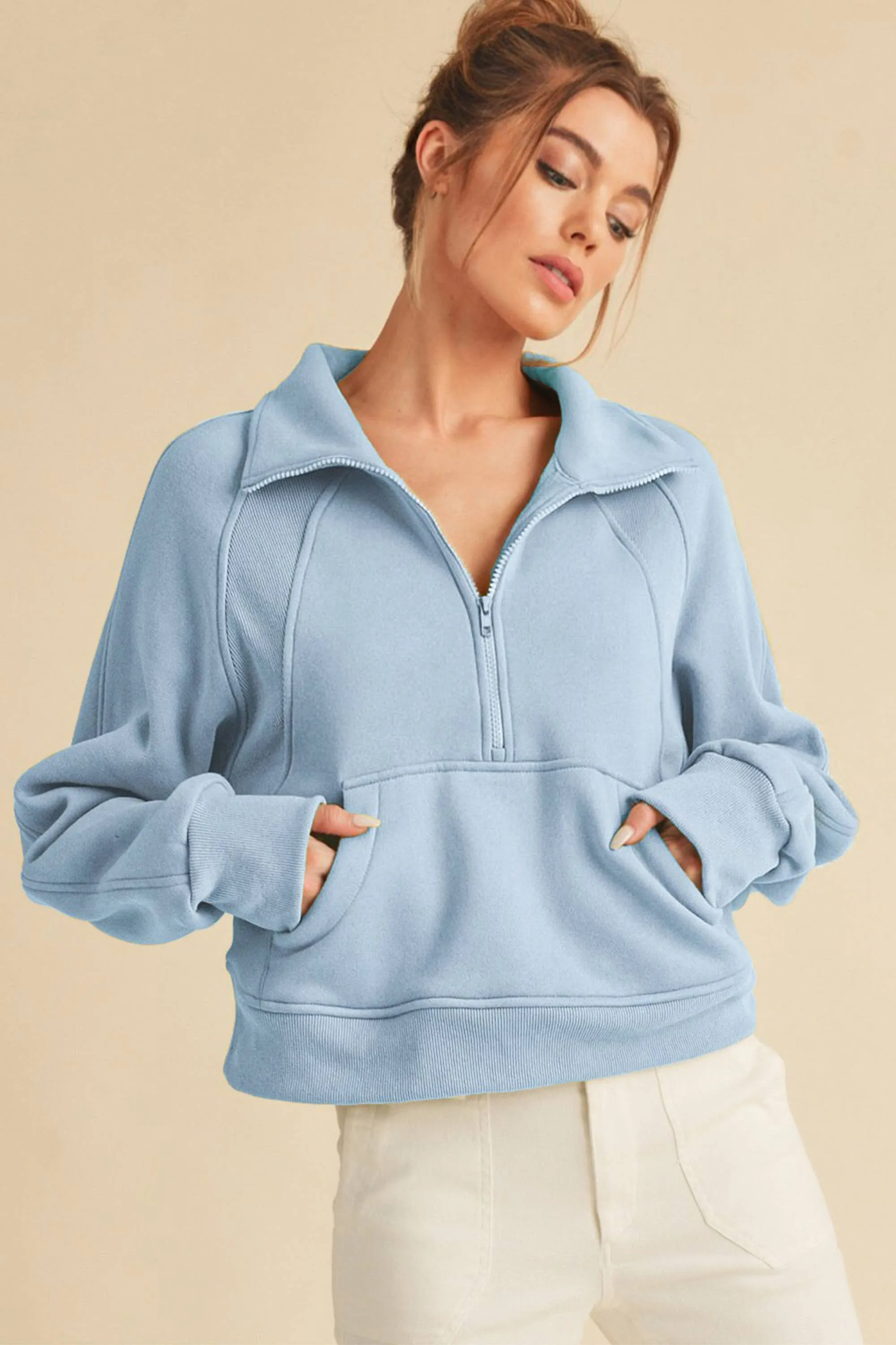 Dove Funnel Neck Half Zip