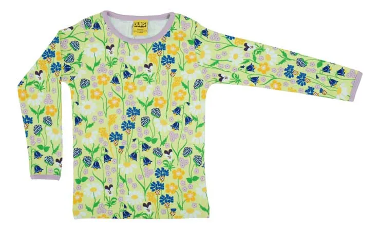 DUNS Long Sleeved T-shirt - Midsummer Flowers Green