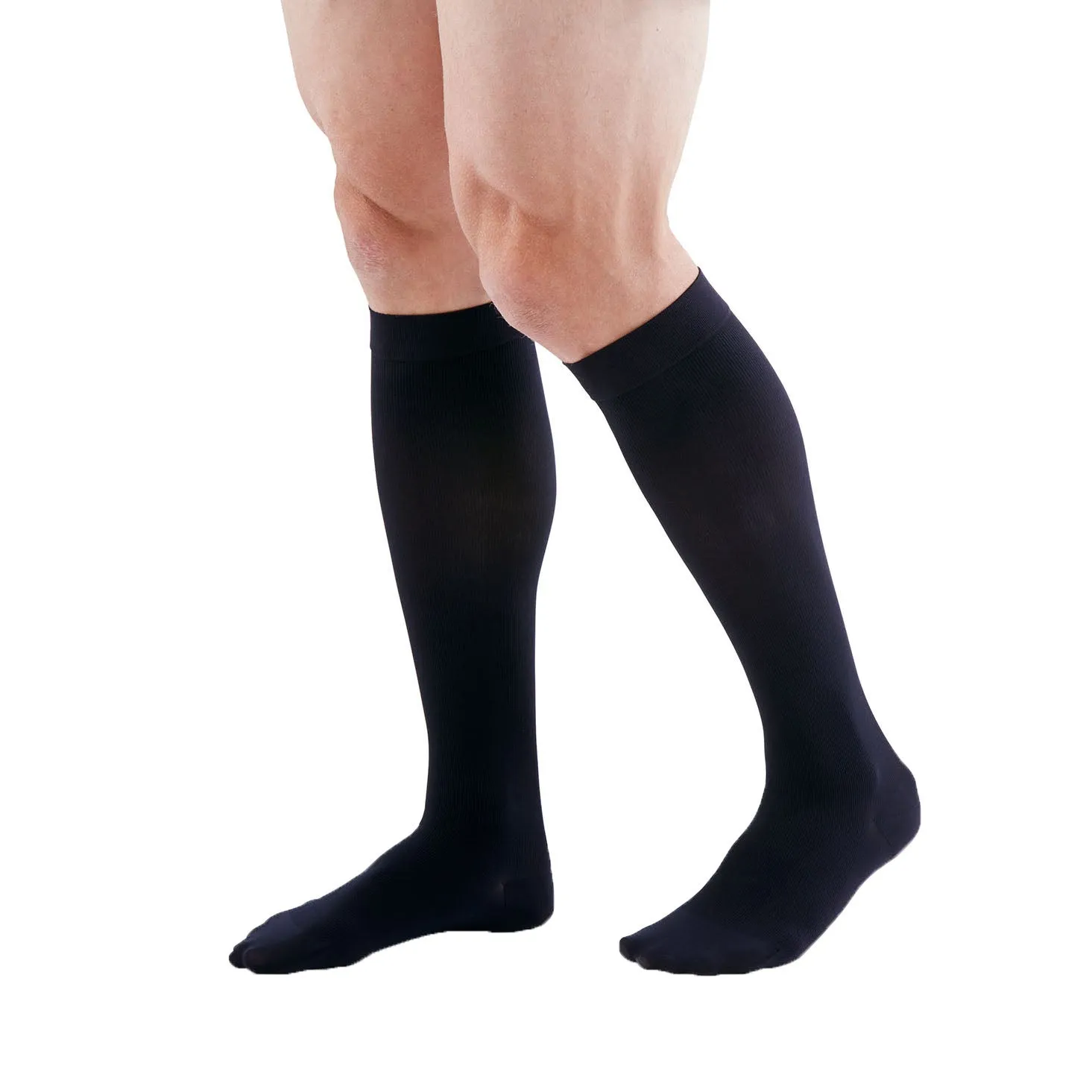 Duomed Patriot Men's Ribbed Closed Toe Knee High Socks - 30-40 mmHg